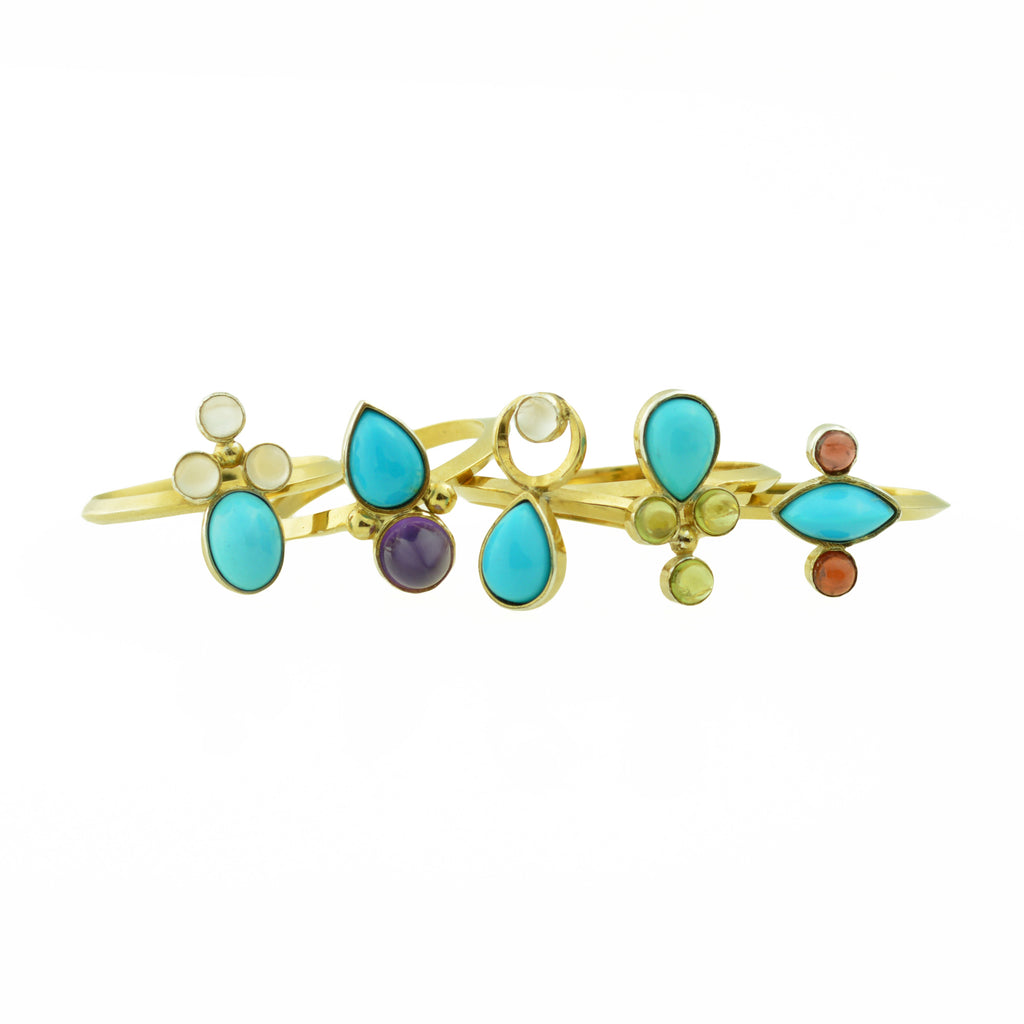 Turquoise and gemstone rings by Gina Pankowski