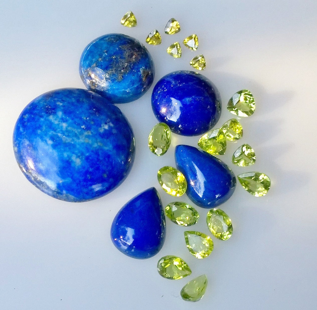 Lapis Lazuli Arizona Peridot and Pallaside Celestial Peridot Gems form Gina's collection