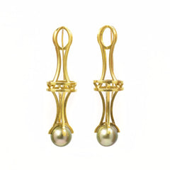 Vertebrae Earrings, 18k Green Gold