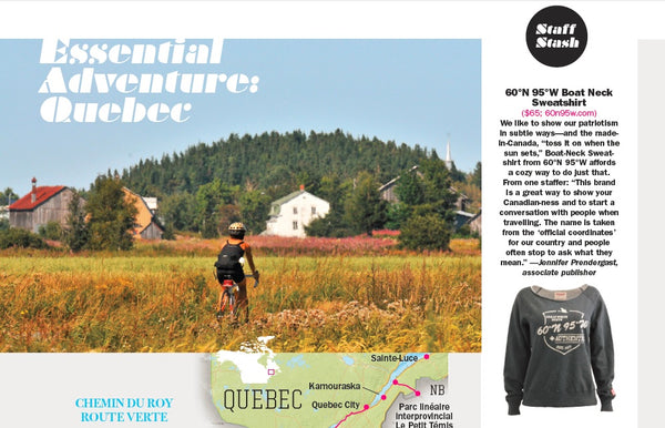 A page from Explore Magazine featuring our women's boat-neck sweater.