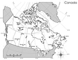 Map of Canada with latitude and longitude gridlines