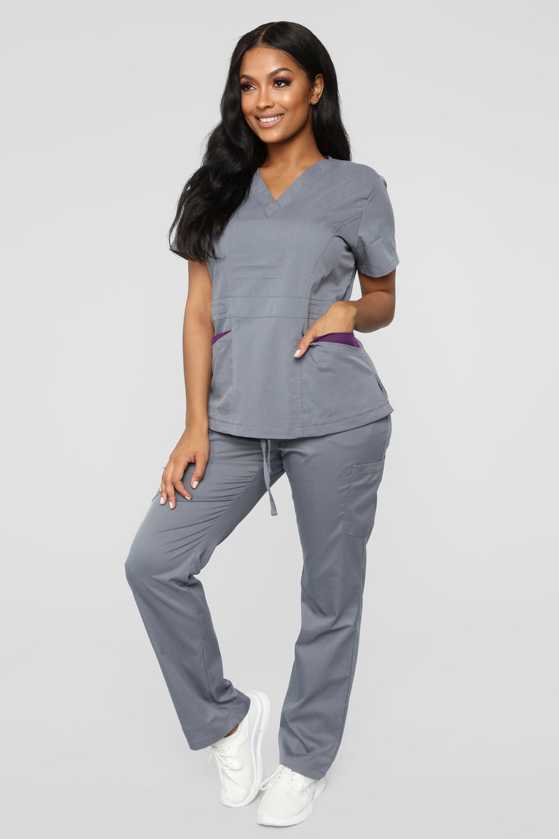 Doctors Orders Contrast Scrub Set Grey Fashion Nova Scrubs Fashion Nova