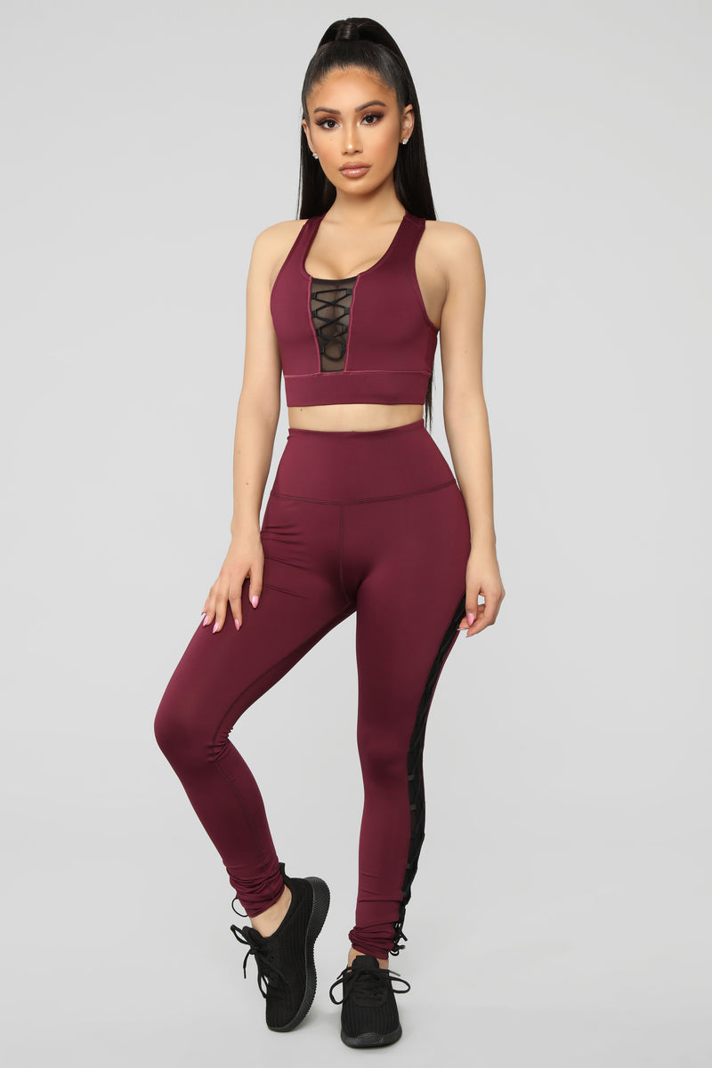 Body Goals Active Leggings Burgundy Fashion Nova Leggings 