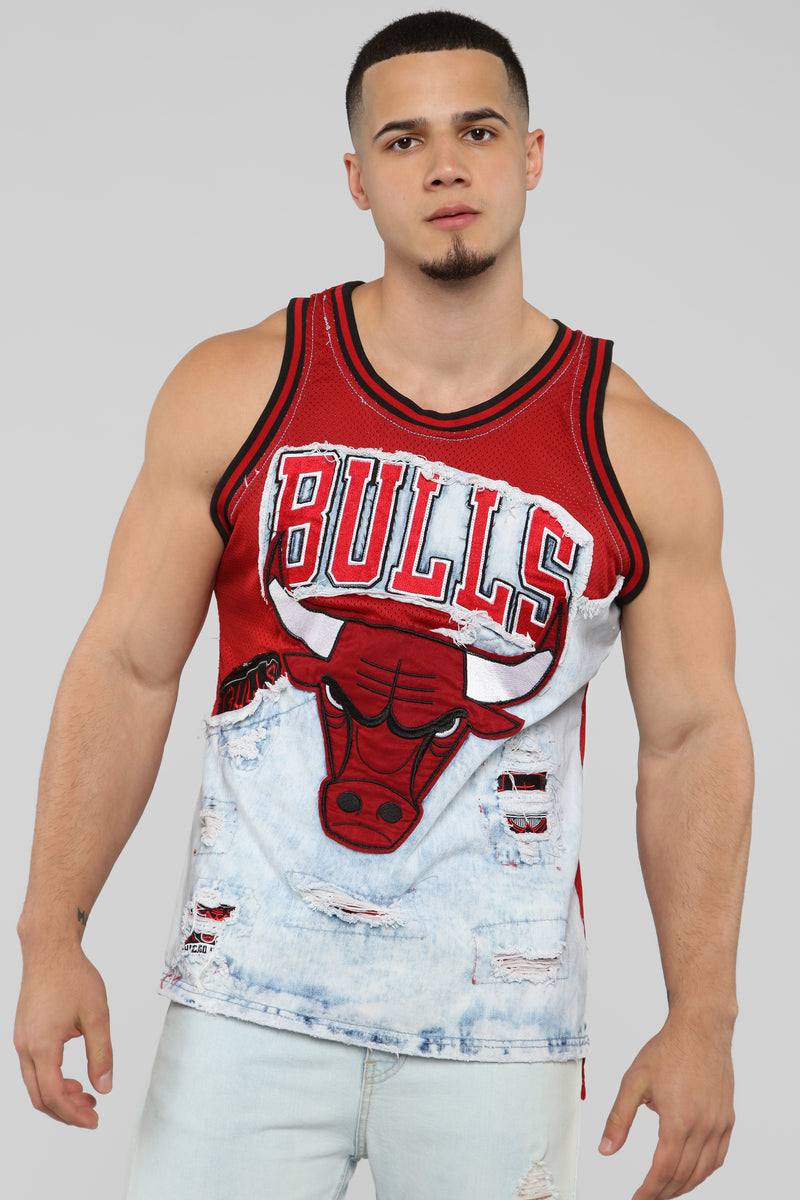Bulls Denim Jersey - Red - Mens Graphic 