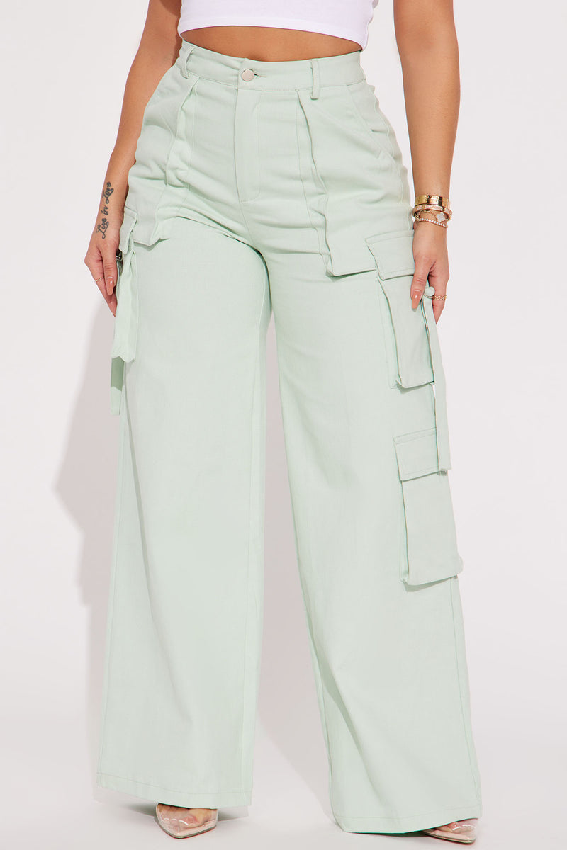 Michelle Wide Leg Cargo Pant - Sage | Fashion Nova, Pants | Fashion Nova