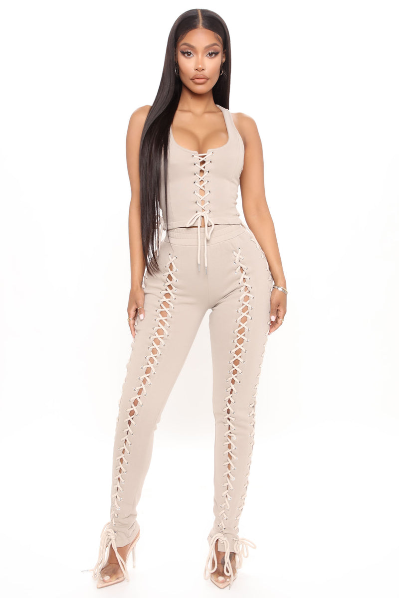Laced And Tight Faux Leather Pant White, 47% OFF