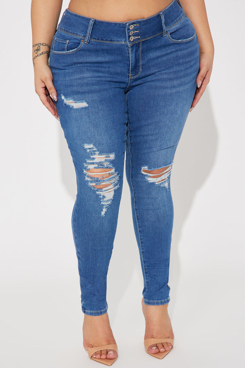 kans campagne Noord Get To It Ripped Stretch Skinny Jean - Medium Wash | Fashion Nova, Jeans |  Fashion Nova