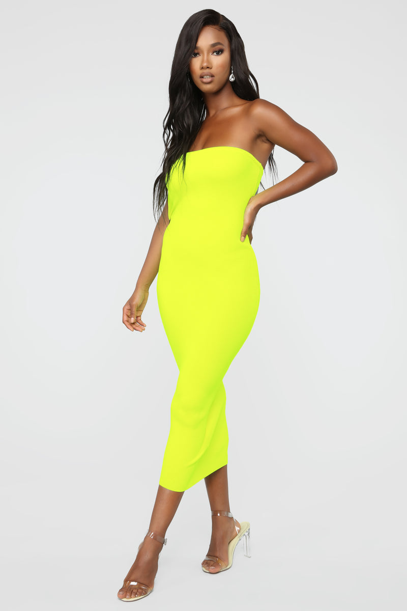 Look At That Midi Dress Neon Yellow Fashion Nova Dresses Fashion Nova