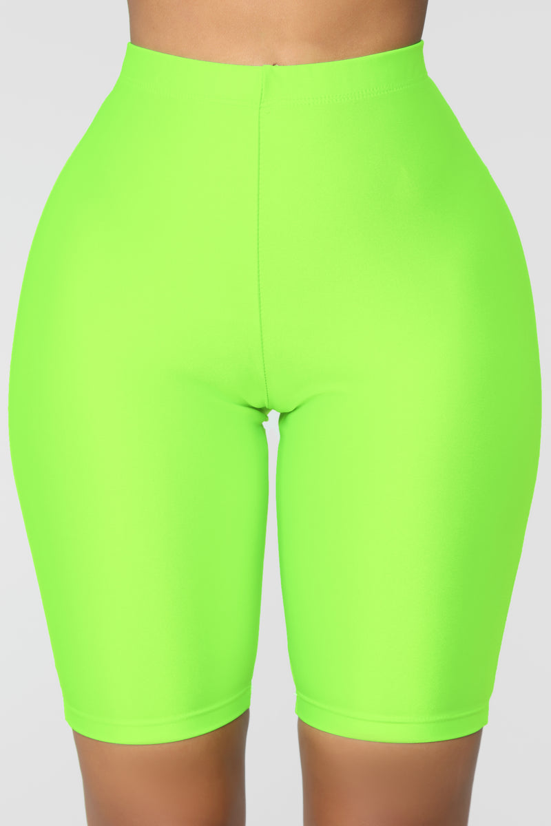 Curves For Days Biker Shorts - Neon Green