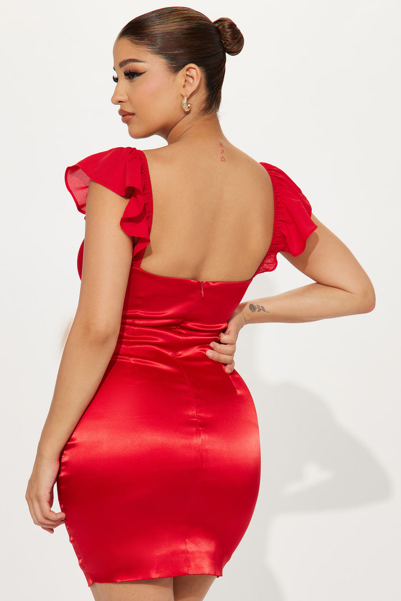 Sara Satin Mini Dress Red Fashion Nova Dresses Fashion Nova 3977