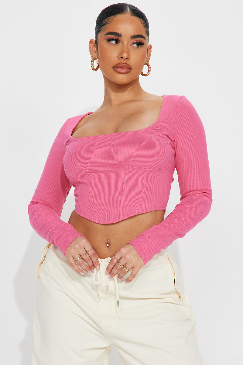 Lorena Ribbed Top Pink Fashion Nova Knit Tops Fashion Nova 