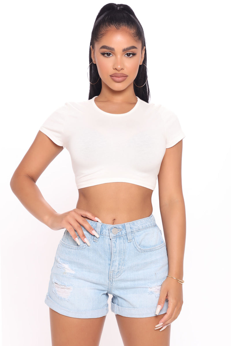 A Perfect Match Ripped Denim Shorts Light Blue Wash Fashion Nova