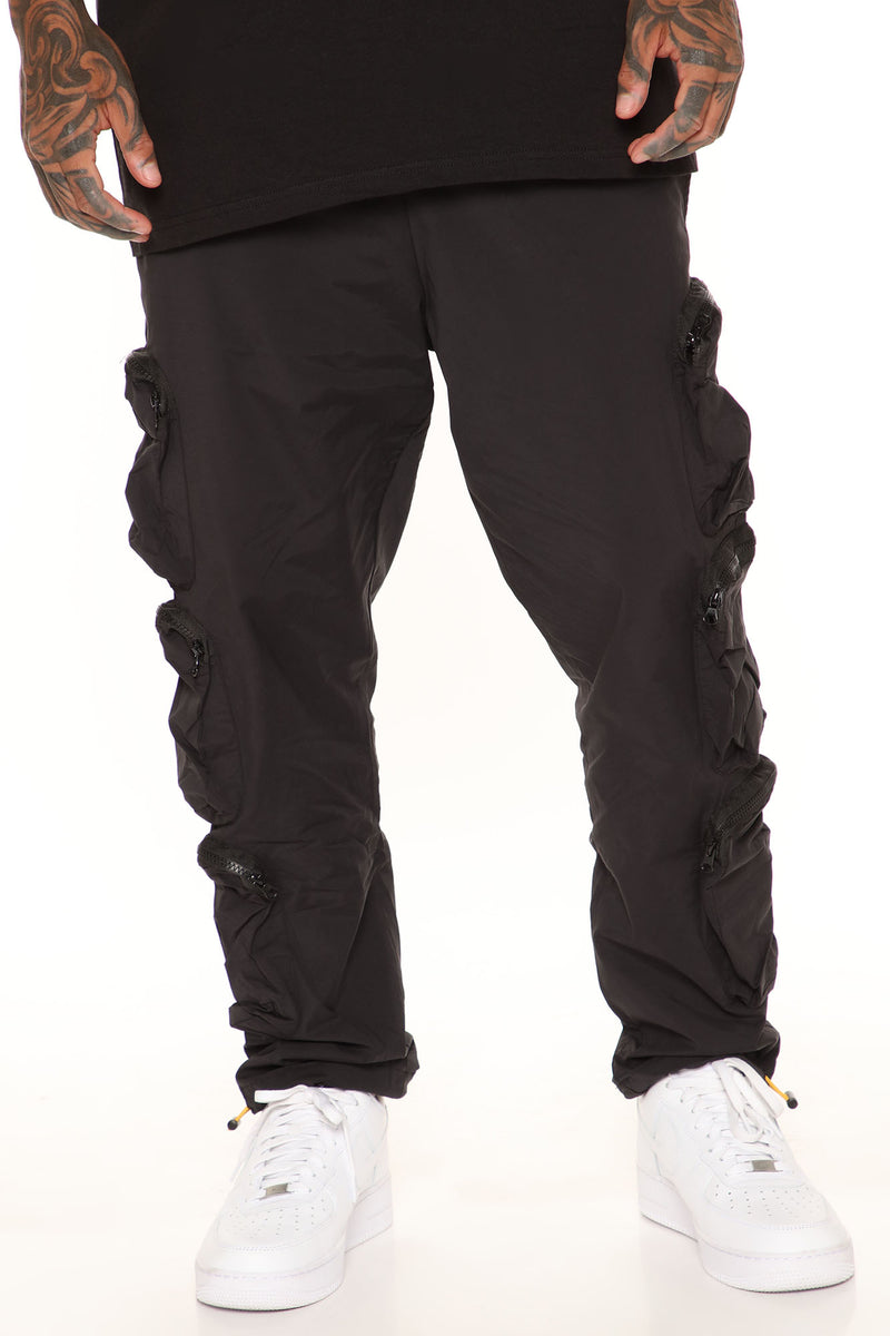 Triple Pocket Nylon Cargo Pants - Black | Fashion Nova, Mens