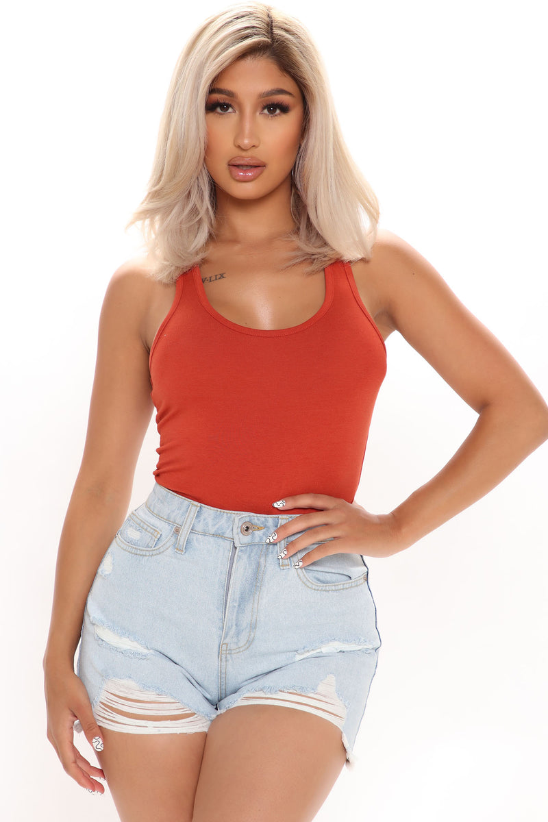 Divine Basic Tank Bodysuit Rust Fashion Nova Basic Tops And Bodysuits Fashion Nova 3292