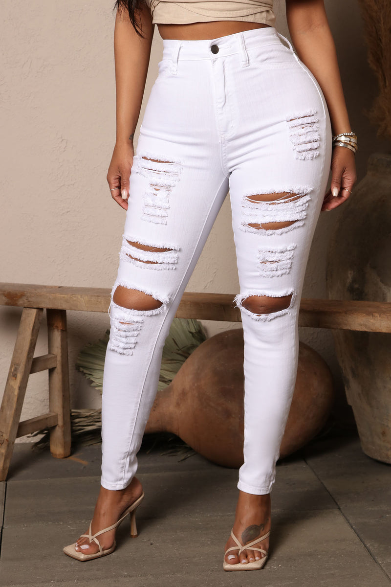 butik tæt Forfatter Blanched Jeans - White | Fashion Nova, Jeans | Fashion Nova