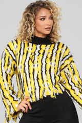 fashion nova Say No More Sweater – Mustard/Combo