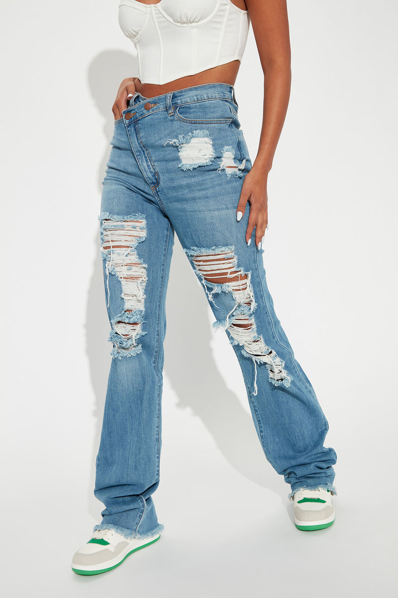 Tall Dont Get Crossed Over Slouch Fit Jeans Medium Blue Wash Fashion Nova Jeans Fashion Nova 