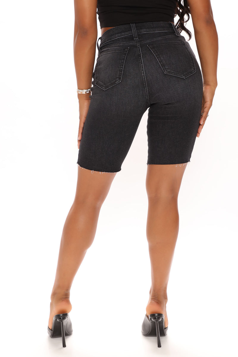 V Nice To Meet You Bermuda Denim Shorts Black Fashion Nova Jean 5620