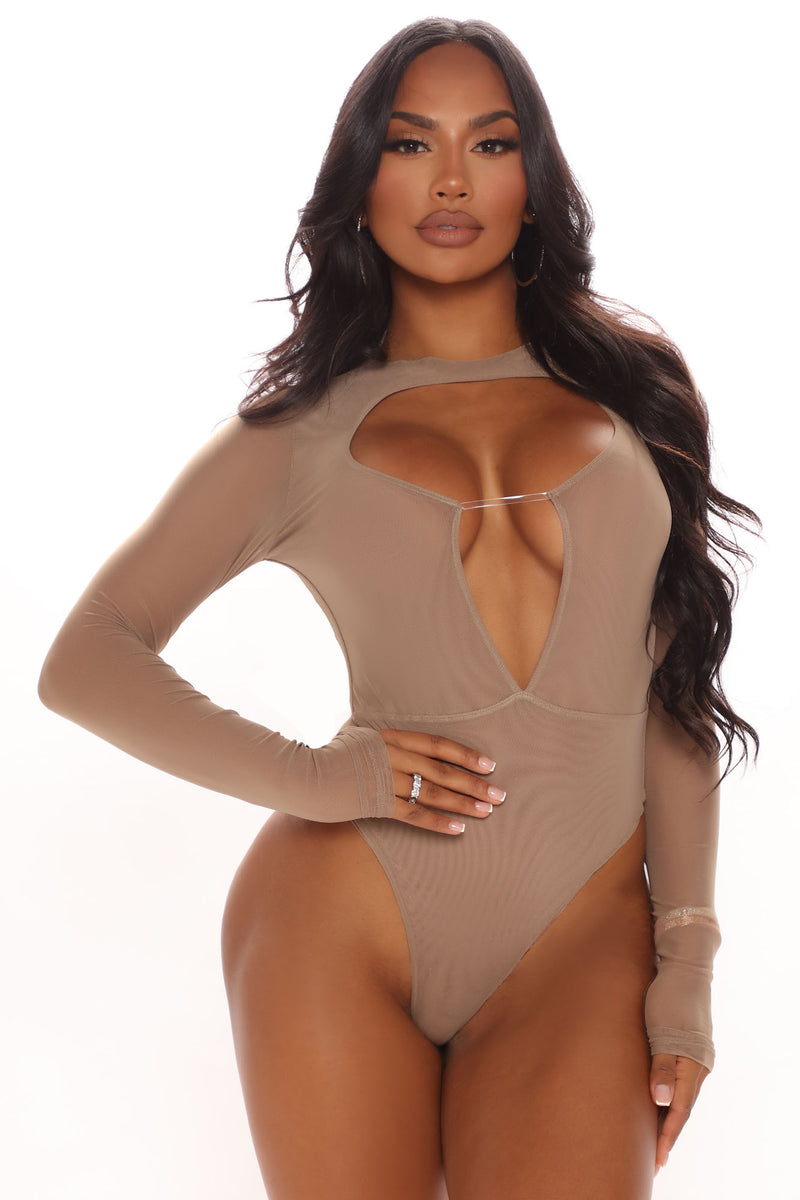 Catch A Peak Mesh Bodysuit Taupe Fashion Nova Bodysuits Fashion Nova