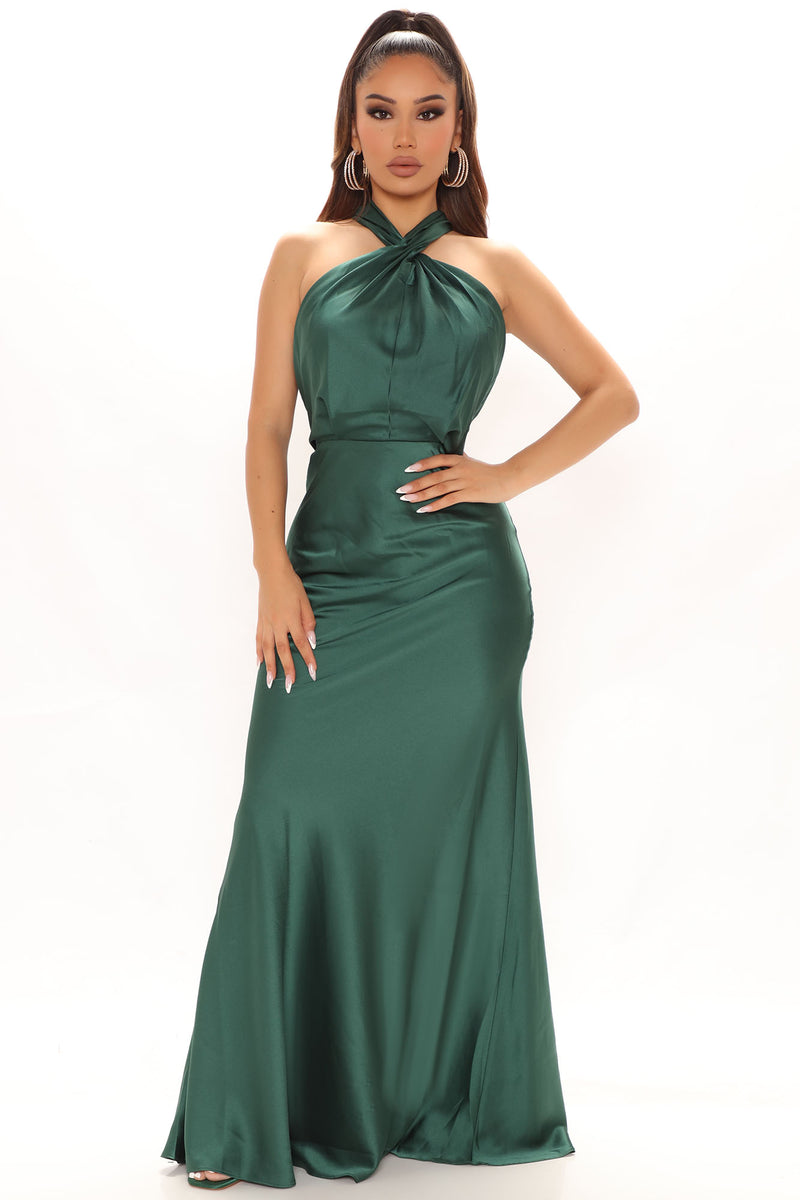 Kyra Satin Maxi Dress Emerald Fashion Nova Dresses Fashion Nova