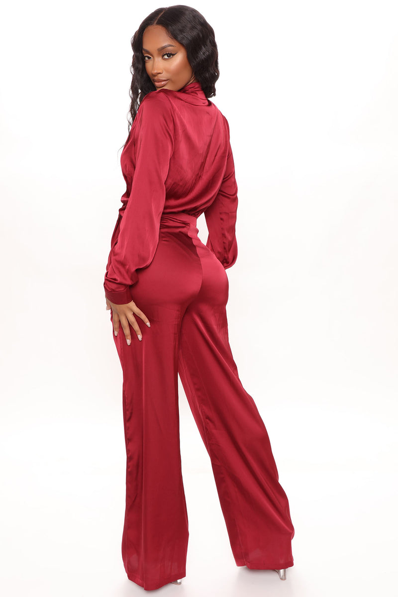 Got It Like That Satin Jumpsuit Burgundy Fashion Nova Jumpsuits Fashion Nova