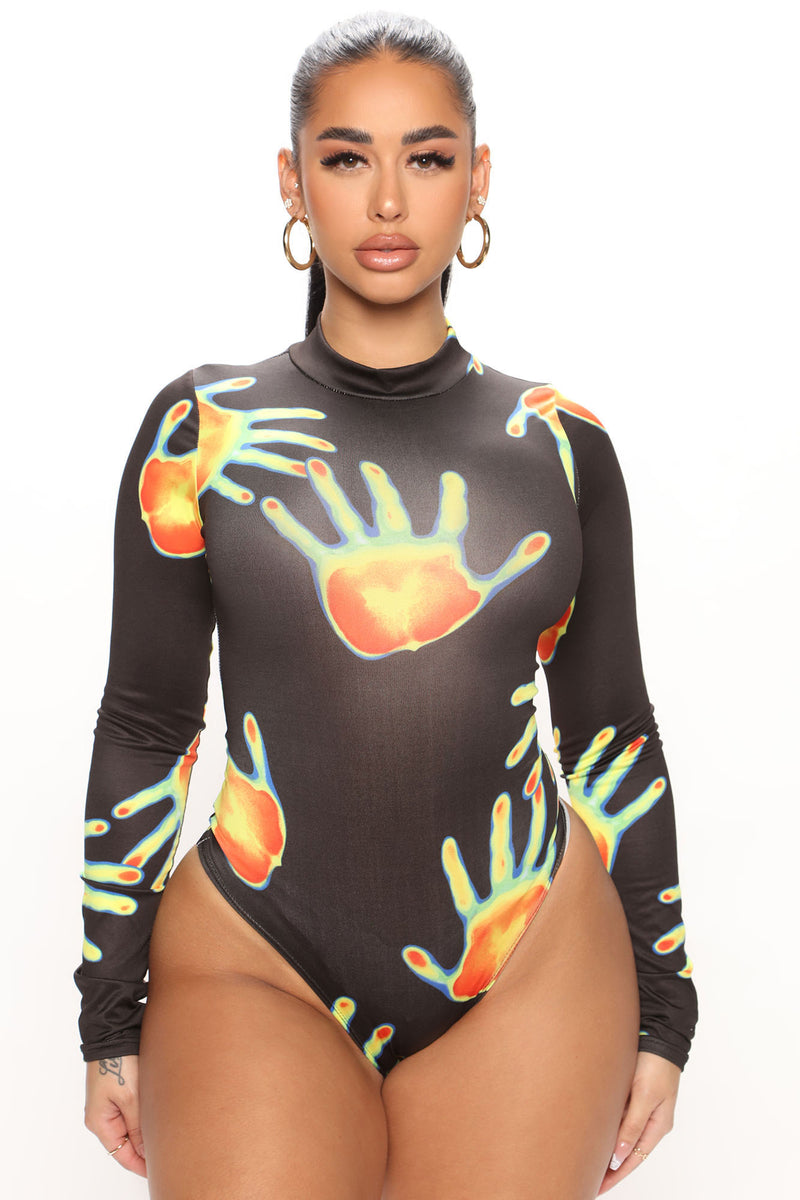 Hot Touch Mock Neck Bodysuit Black Fashion Nova Screens Tops And