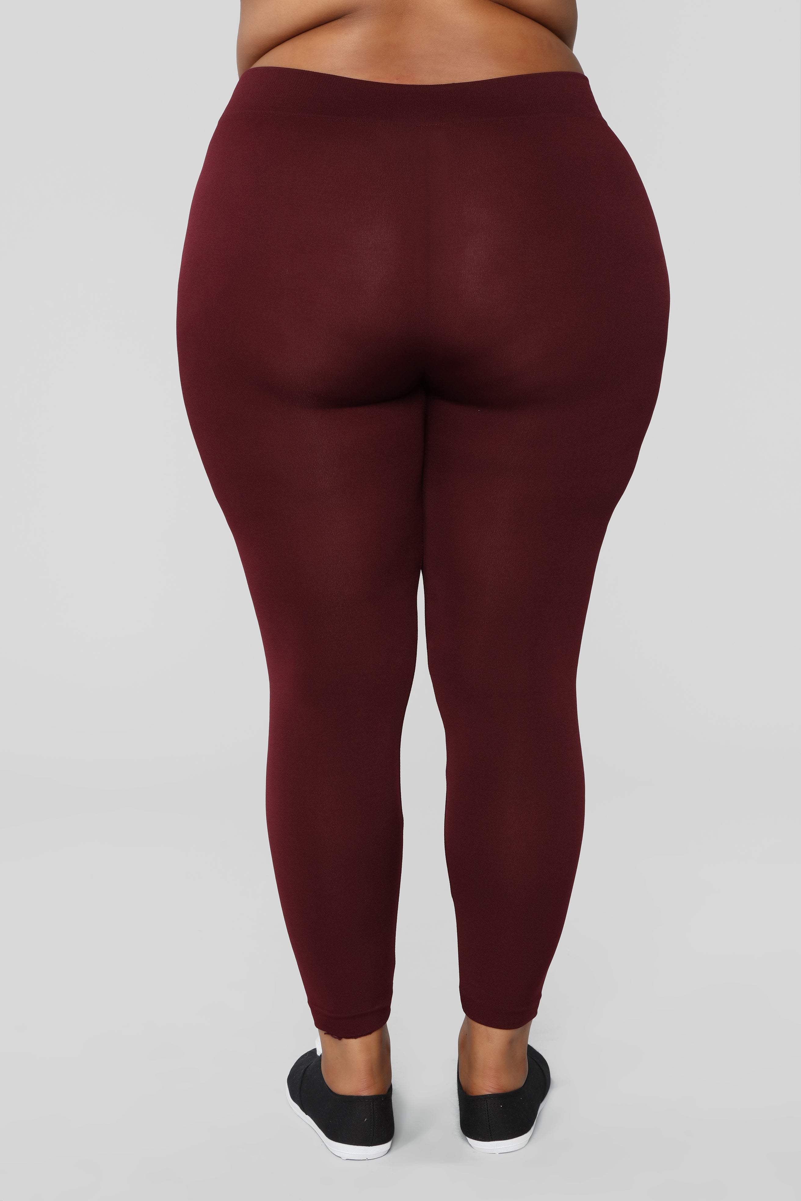 Plus Size High Waisted Velvet Leggings in Burgundy –