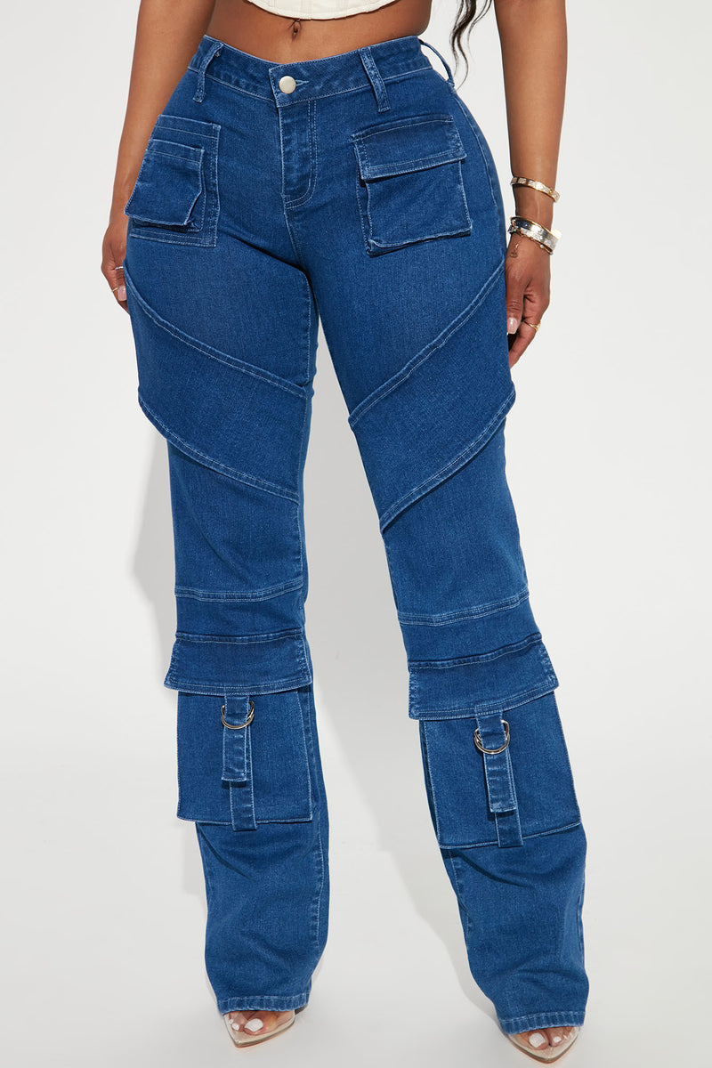 Hailey Hyper Stretch Cargo Jeans Dark Wash Fashion Nova Jeans Fashion Nova