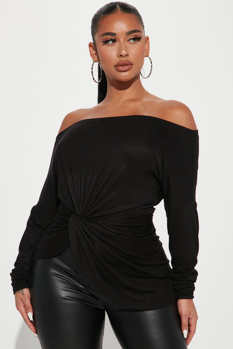 Perfect Long Sleeve Shoulder Top - Black | Fashion Nova, Knit | Nova