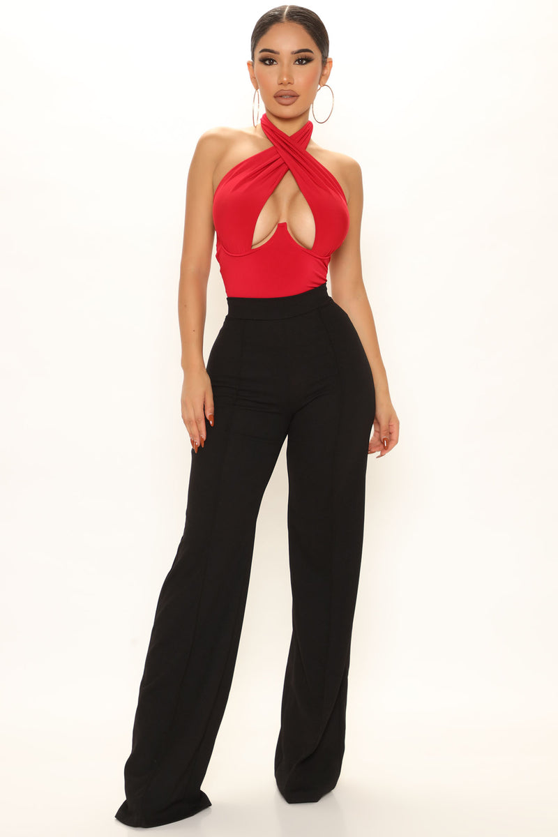 Not On The List Halter Bodysuit Red Fashion Nova Bodysuits Fashion Nova