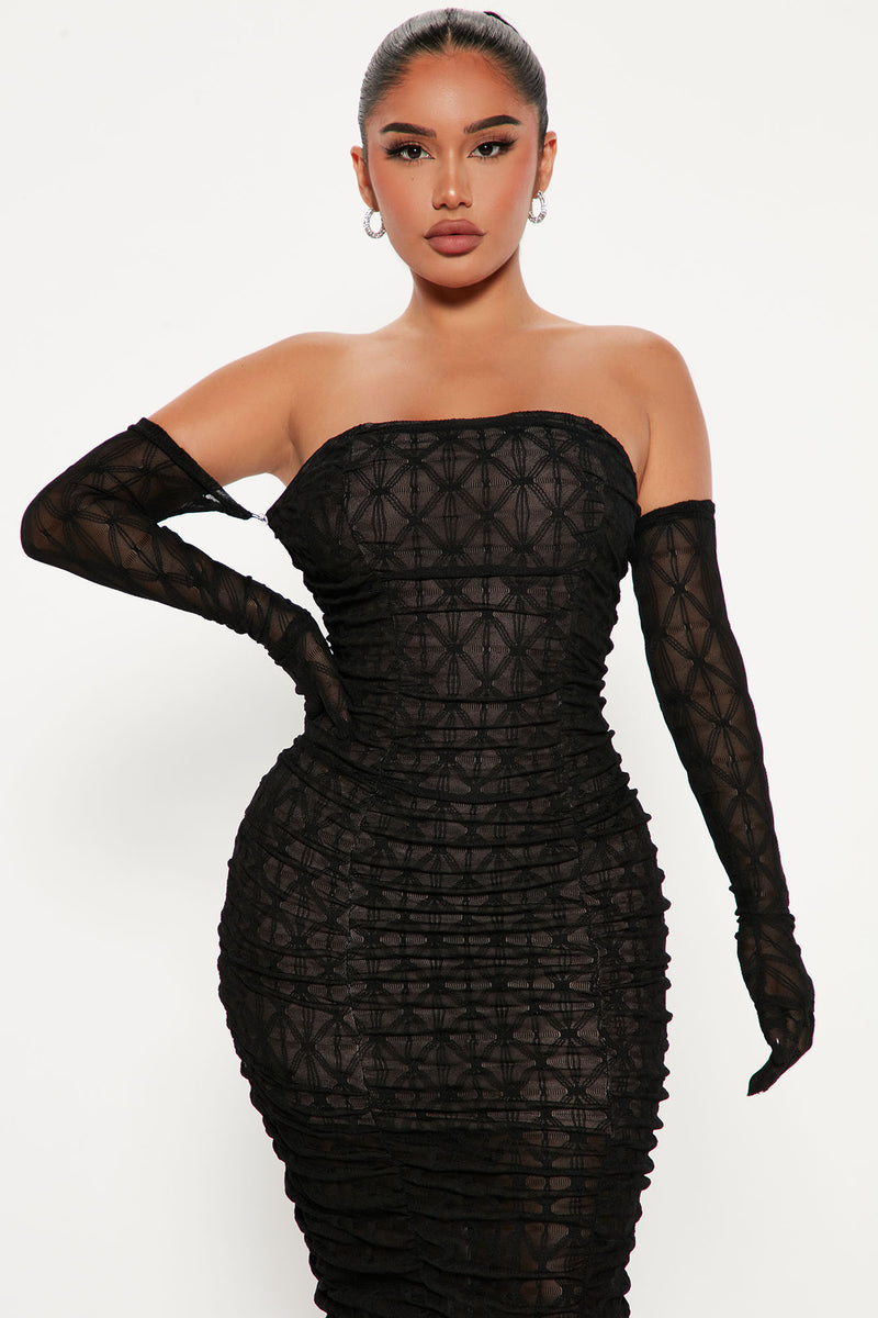 Andrea Gloved Midi Dress Set Black Fashion Nova Dresses Fashion Nova 