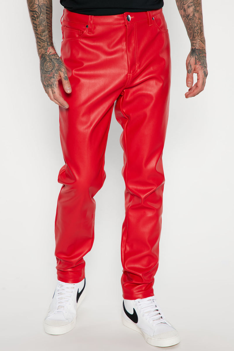 Your Favorite Faux Leather Skinny Pants - Red | Fashion Mens Pants | Fashion Nova