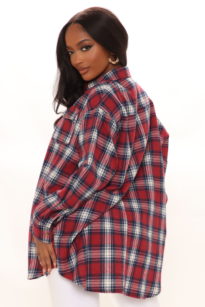in Oversized Flannel Top - Red/combo | Fashion Nova, Shirts & Blouses | Fashion