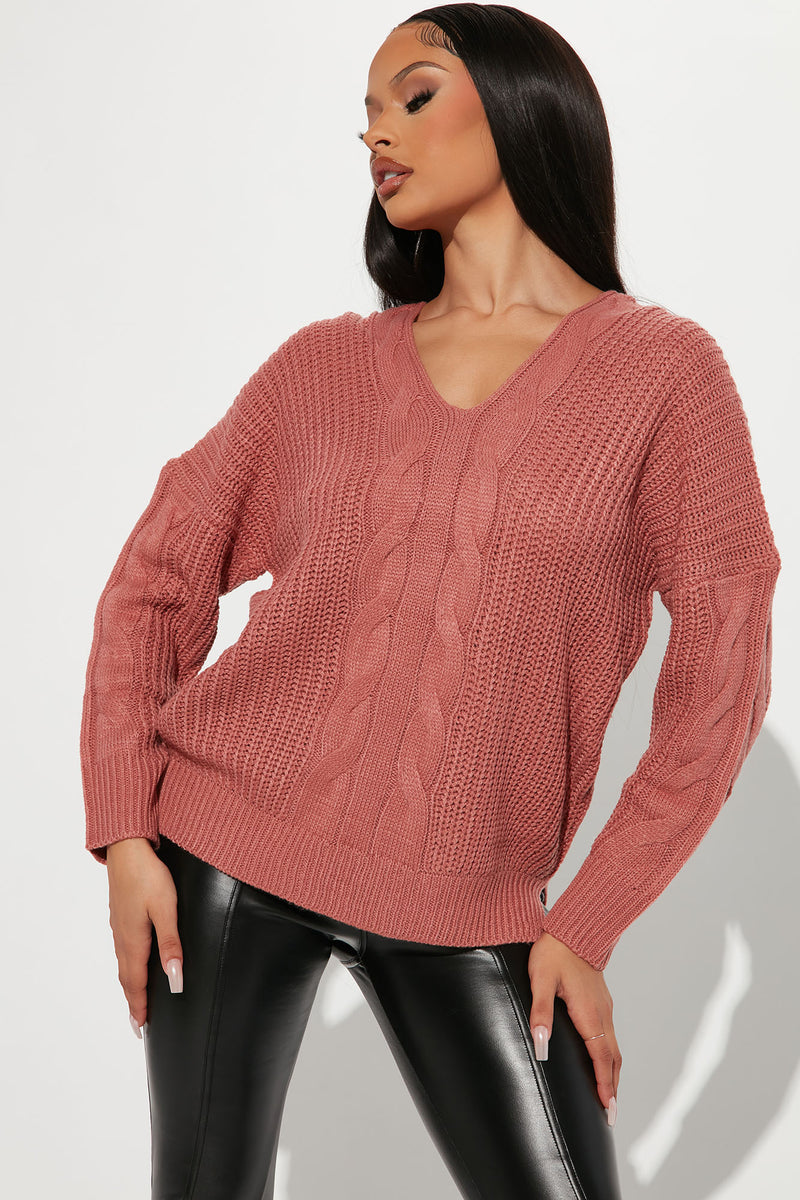 Meant To Be Cable Knit Sweater - Peach