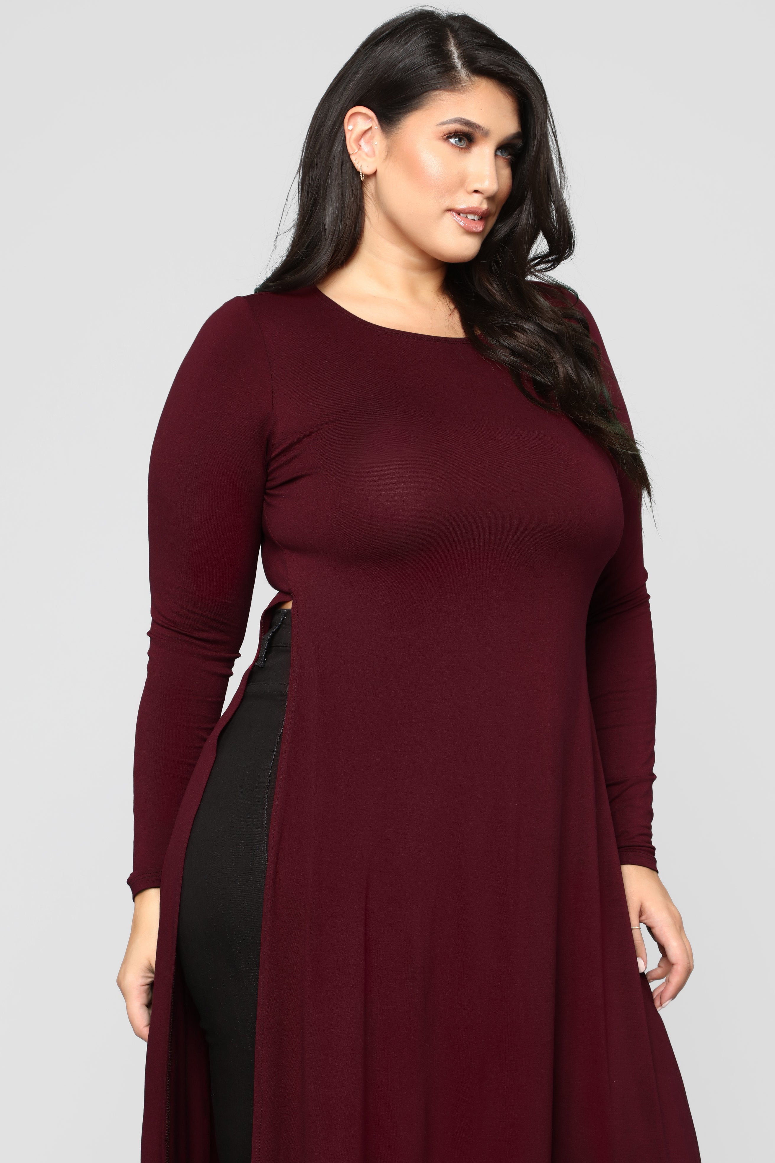 over exposed tunic - burgundy