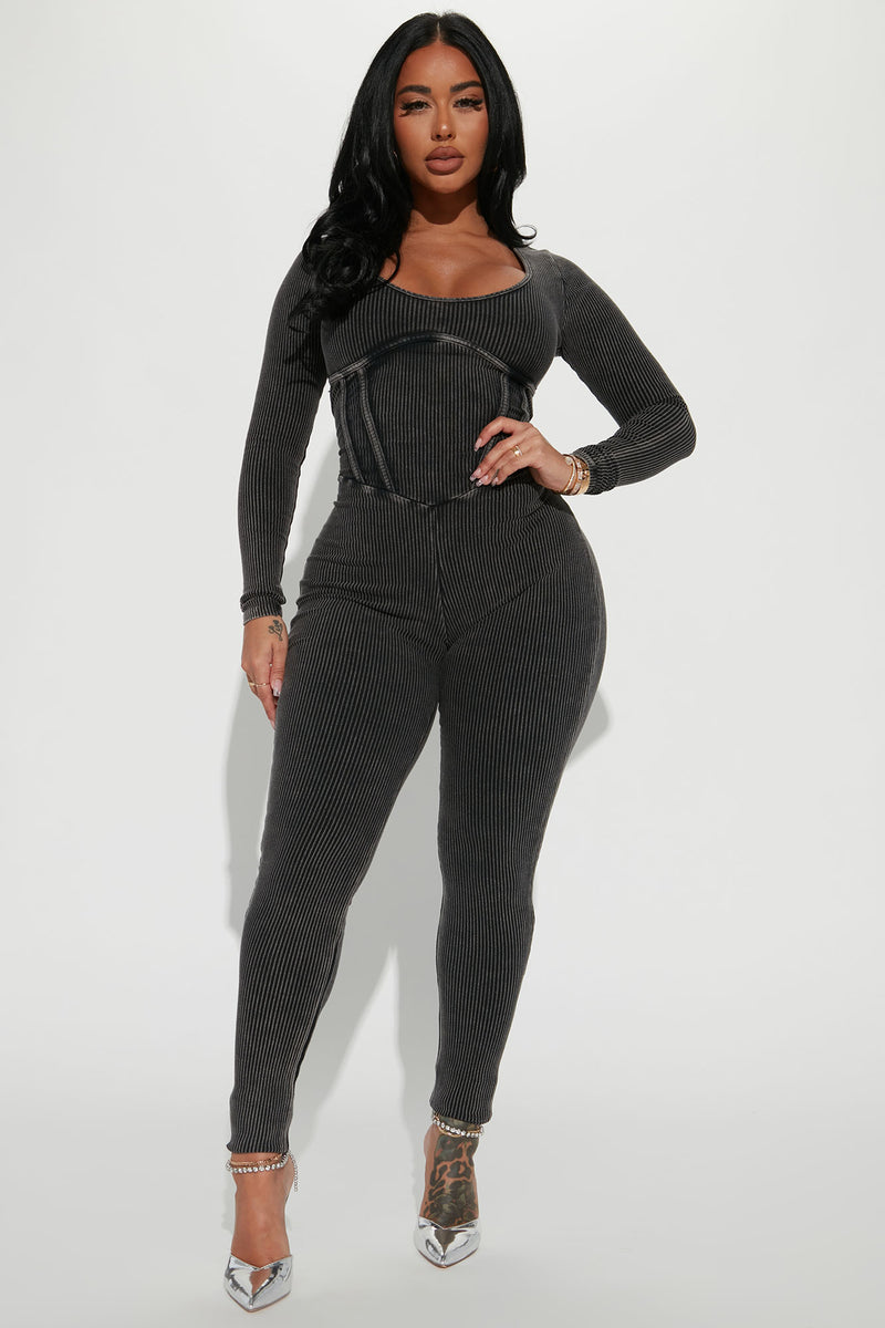 Aspen Ribbed Jumpsuit Black Fashion Nova Jumpsuits Fashion Nova 9970