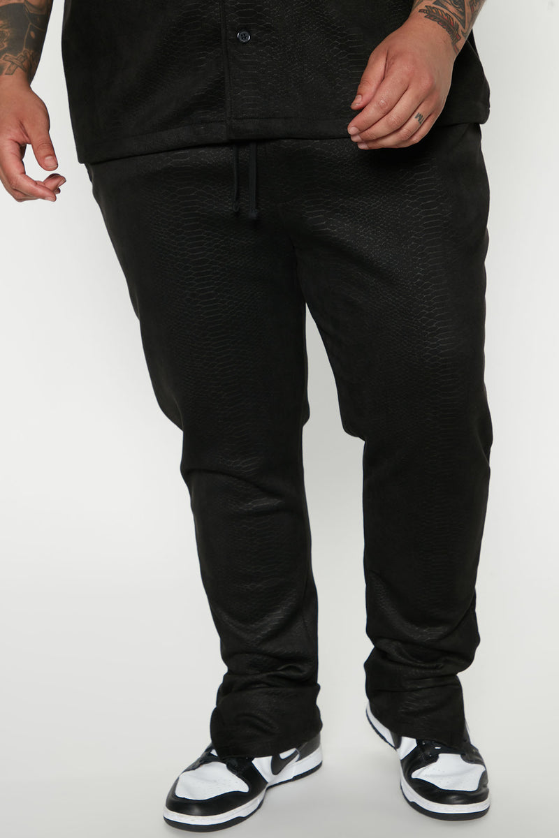 Julian Python Faux Suede Side Slit Pants - Black | Fashion Nova