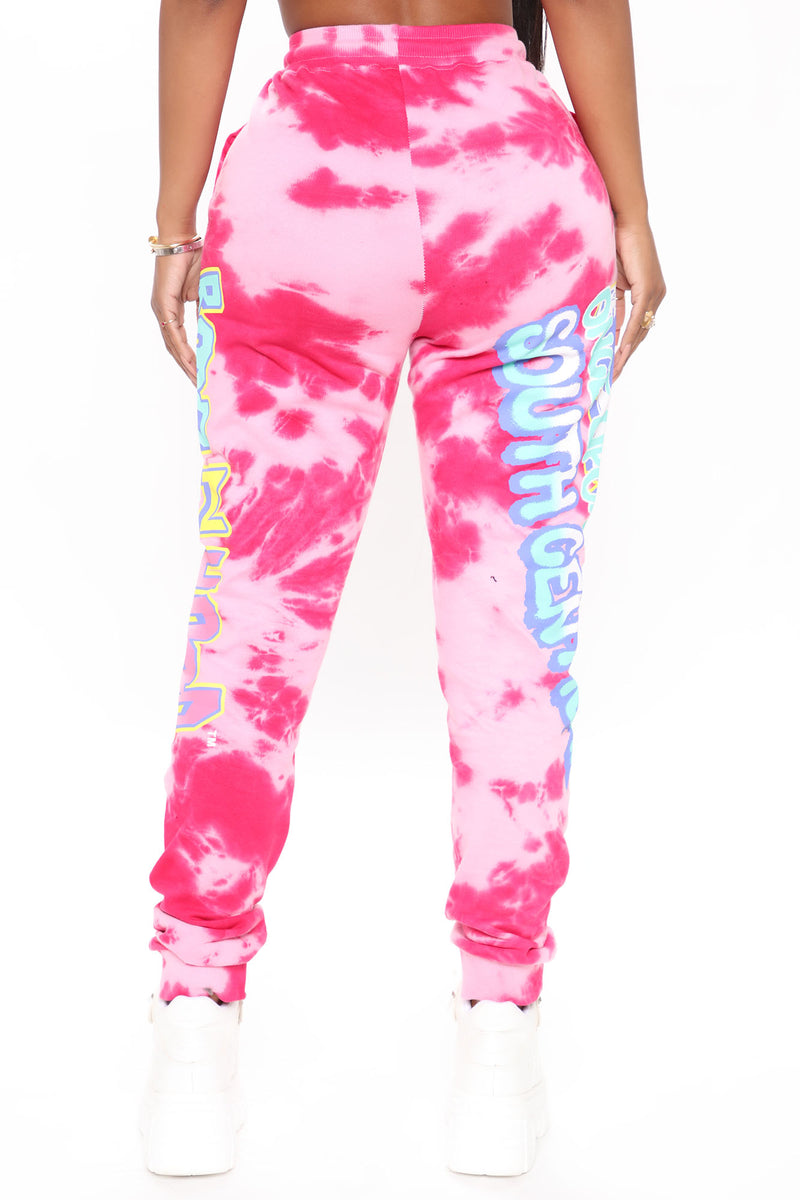 Tie Dye Sweatpants Women Elastic High Waist Baggy Pants Hip Hop Casual  Loose Pants Lady Fashion Pink Trousers