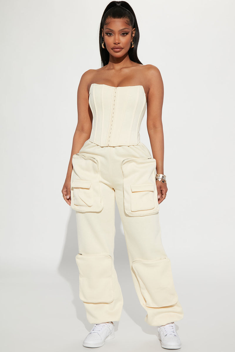 Twisted Supplement path Charlie Cargo Pant Set - Cream | Fashion Nova, Matching Sets | Fashion Nova