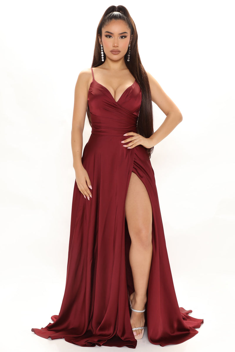 Elegant Evening Satin Maxi Gown Wine Fashion Nova Dresses Fashion Nova 