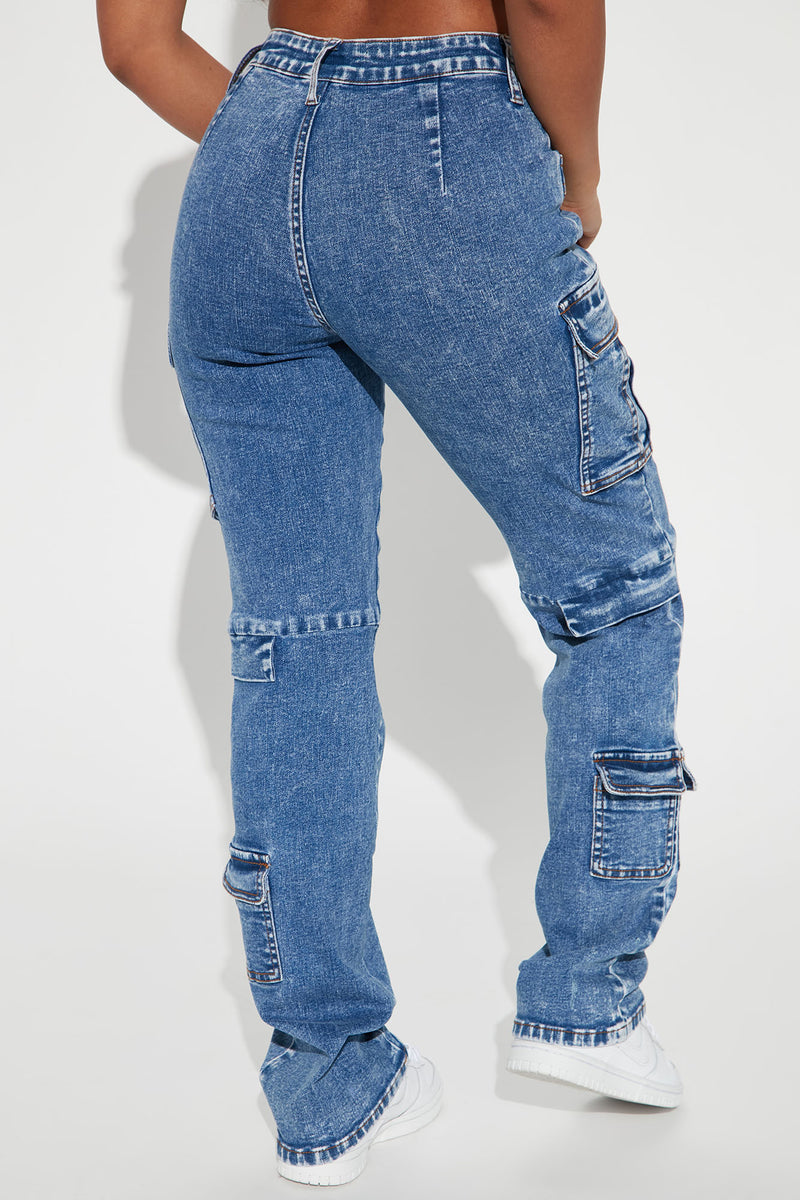 Always Right Mid Rise Cargo Stretch Jeans - Acid Wash Blue Fashion Nova, Jeans | Fashion Nova