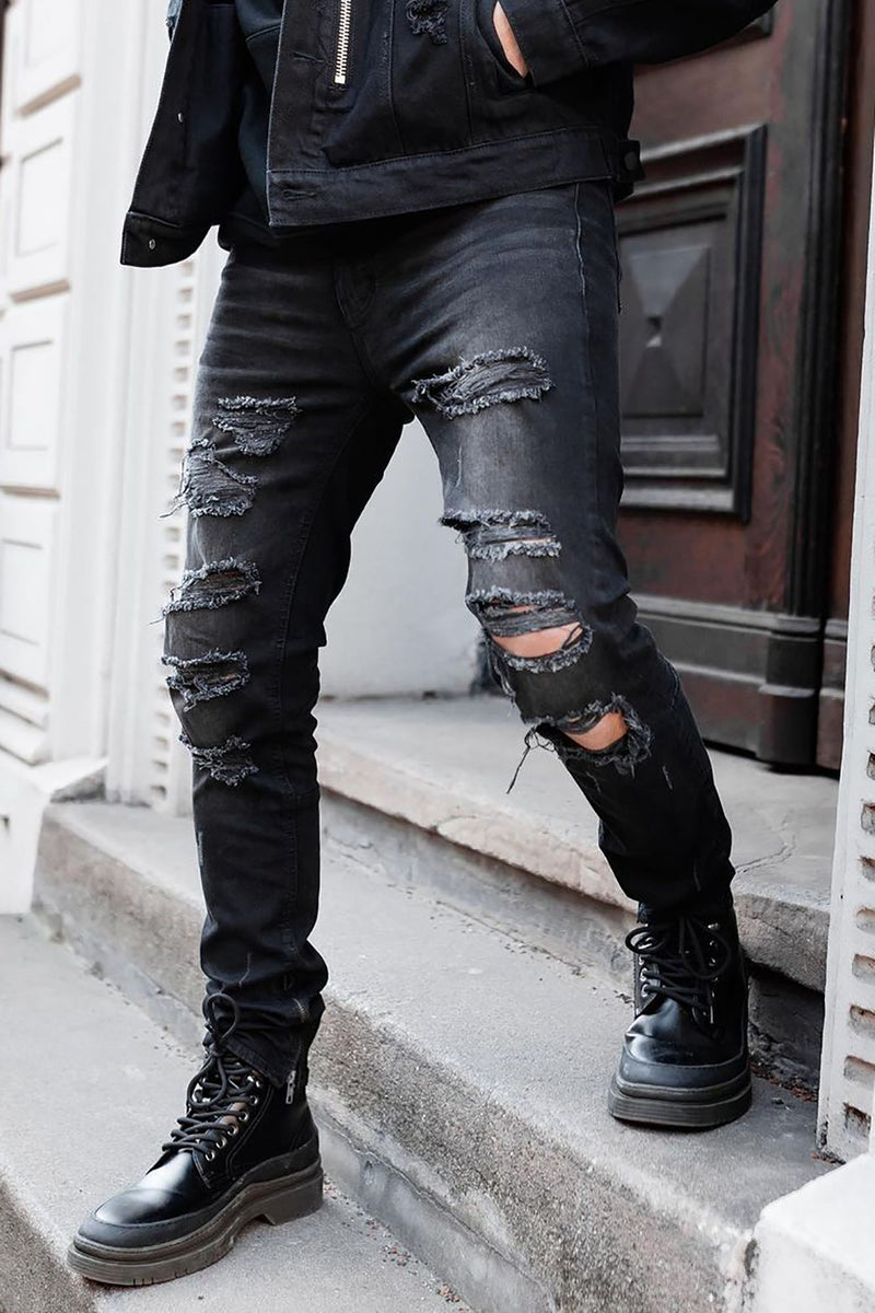 Instruere Et hundrede år halskæde Crater Skinny Destroyed Jeans - BlackWash | Fashion Nova, Mens Jeans |  Fashion Nova