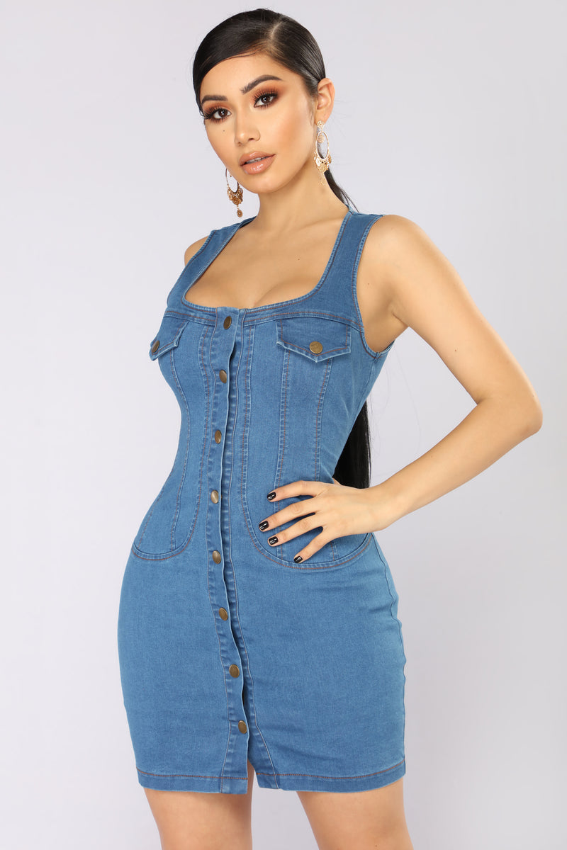 blue jean dress fashion nova