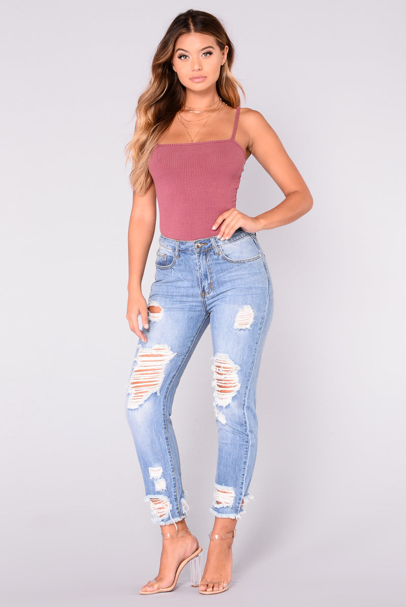 Womens Jeans Boyfriend Denim High Waisted Mom Skinny Ripped 8693