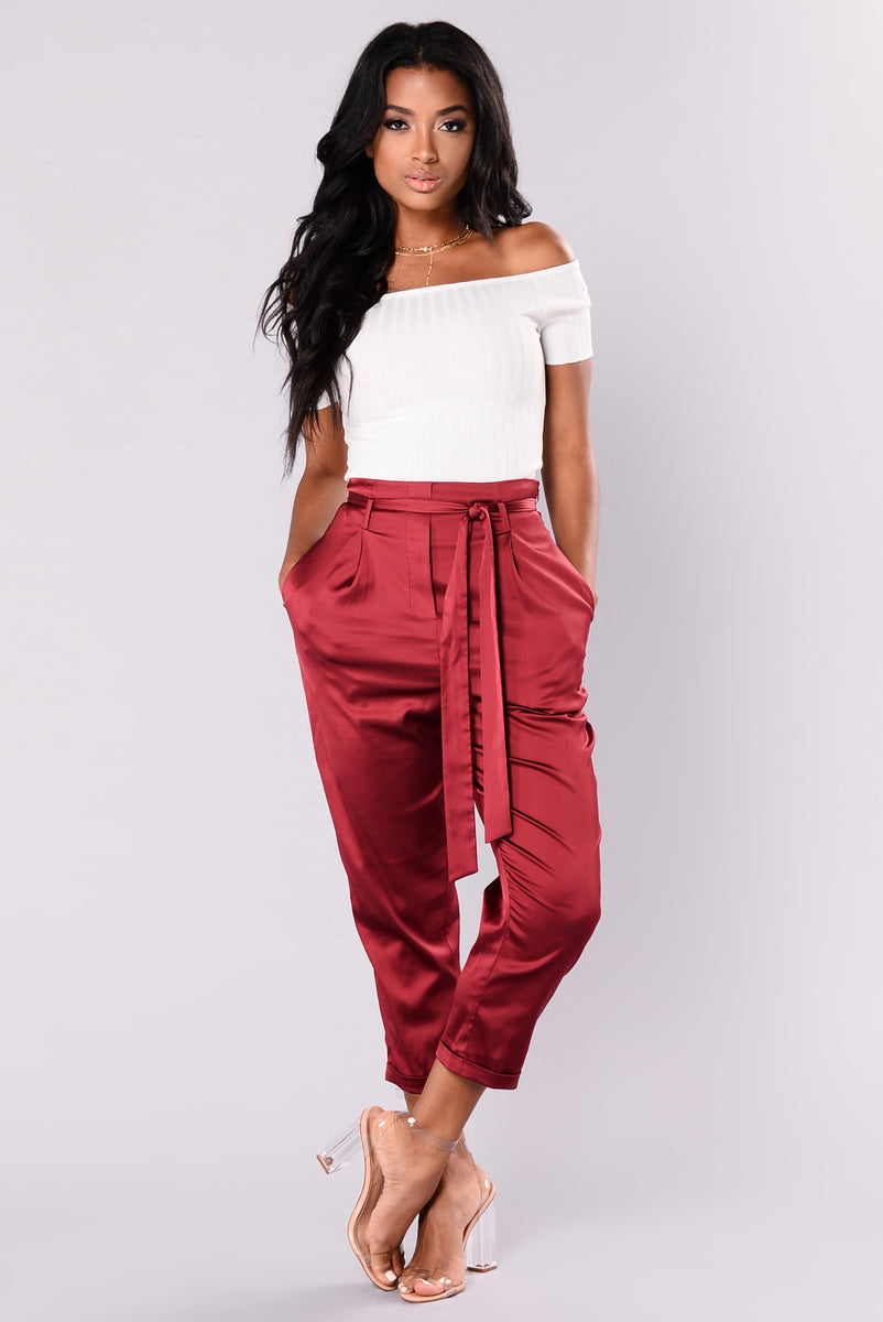 Saria Satin Pants Red Fashion Nova Pants Fashion Nova 8918