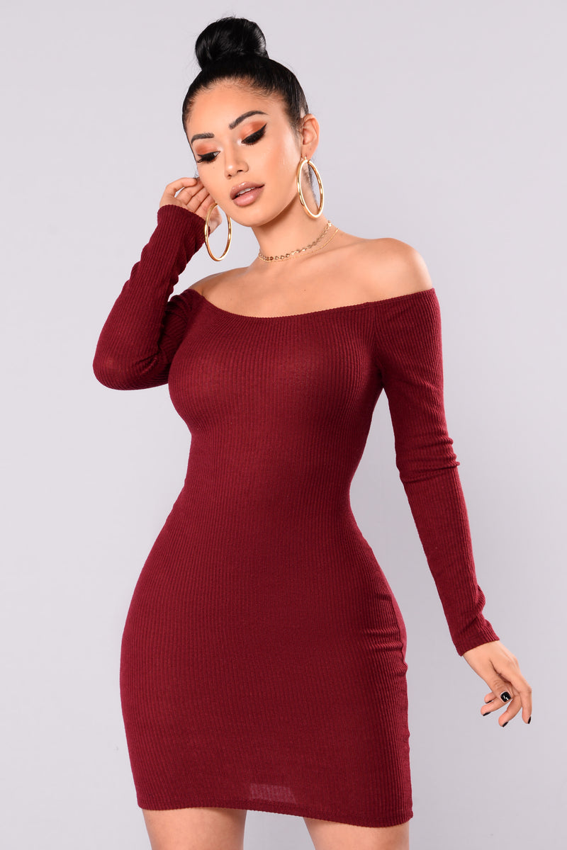 Kaly Sweater Dress Wine Fashion Nova Dresses Fashion Nova 7258