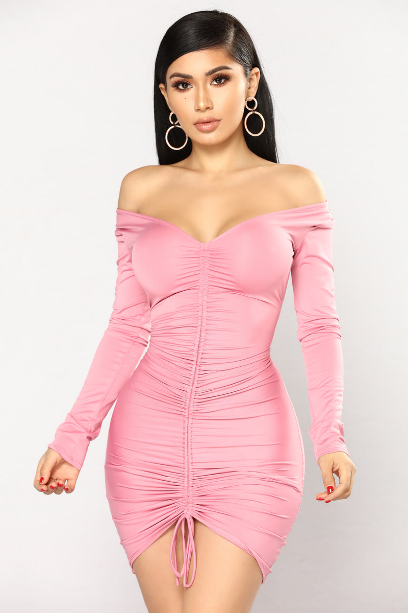 fashion nova pink long sleeve dress
