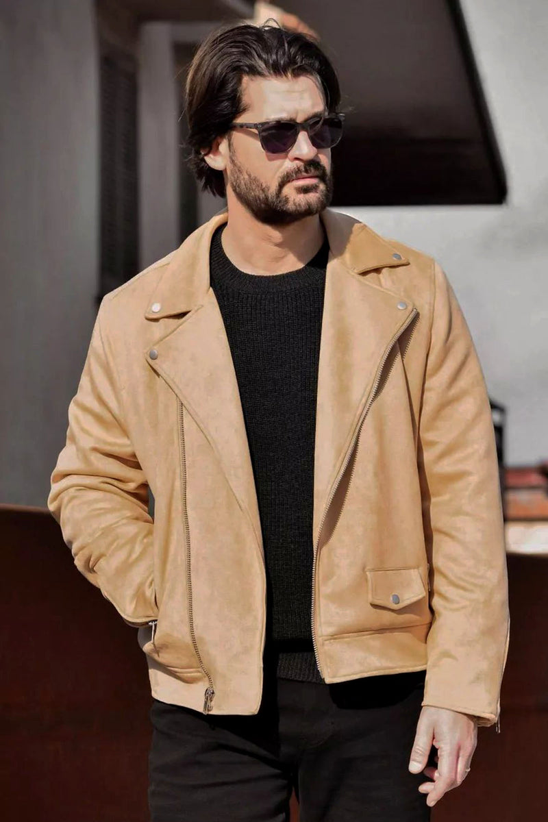Ellegait Men Fashion Suede Leather Jacket