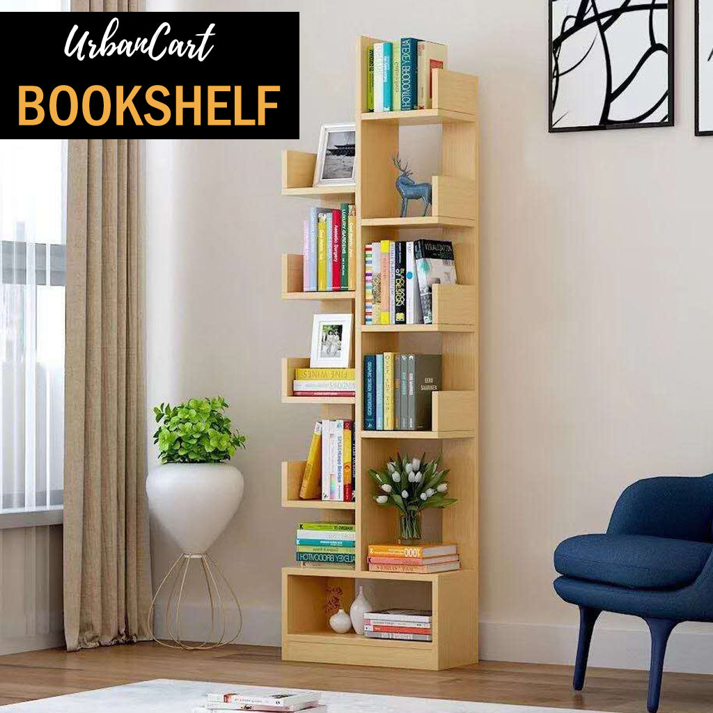 Wooden Wallshelf Book Organizer Rack - Light Brown