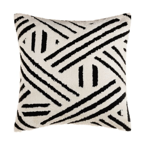 Black Geo Strip Boho Pillow